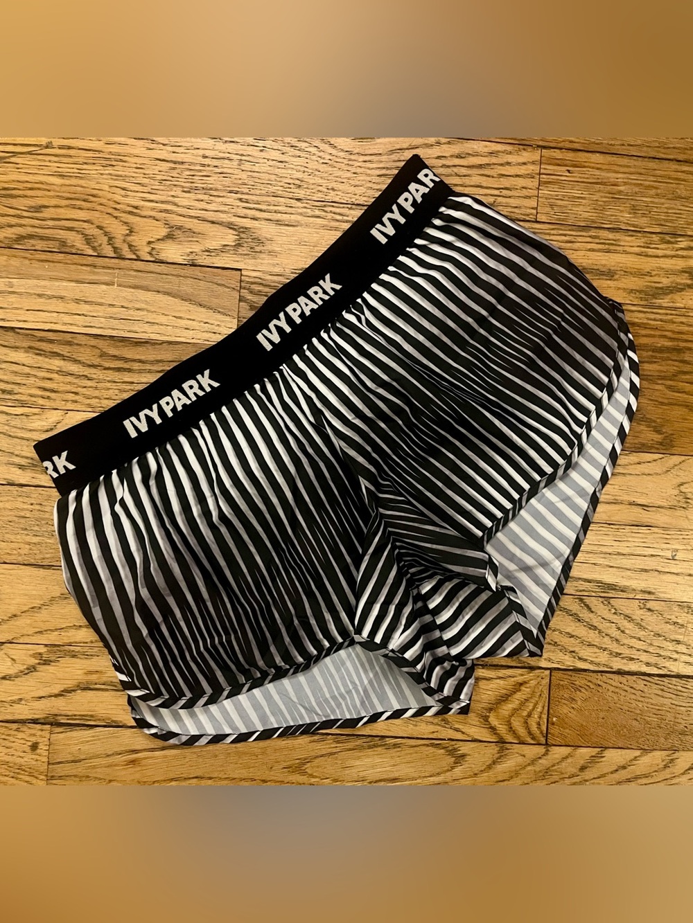Ivy Park logo waist striped lined running shorts